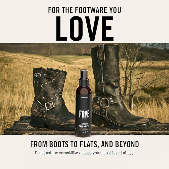 FRYE Boot & Shoe Deodorizer Spray - Powerful Enzyme Formula Spray for Shoe Odor Elimination in All Footwear (Mt. Breeze)
