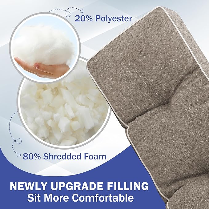 Bench Cushions for Outdoor Furniture, 42 x 16 Inch Outdoor Bench Cushion, Patio Bench Cushion with Durable Ties, Long Patio Seat Cushions for Garden, Indoor, Kitchen&Dining, Khaki