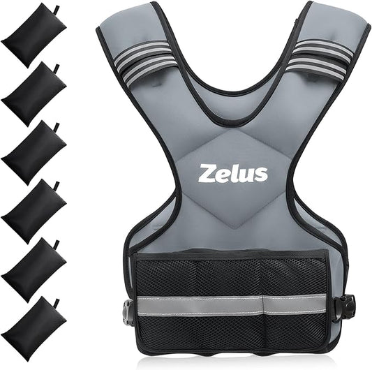 ZELUS Weighted Vest for Men and Women | 4-10lb/11-20lb/20-32lb Vest with 6 Ironsand Weights for Home Workouts | Adjustable Body Weight Vest Exercise Set for Cardio and Strength Training