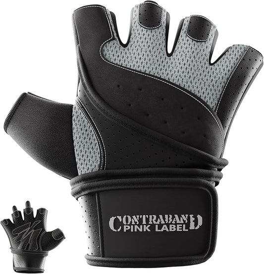 5737 Womens Padded Wrist Wrap Weight Lifting Gloves w/GripLock Padding (Pair) - Machine Washable Fingerless Workout Gloves w/Wrist Support Designed for Women