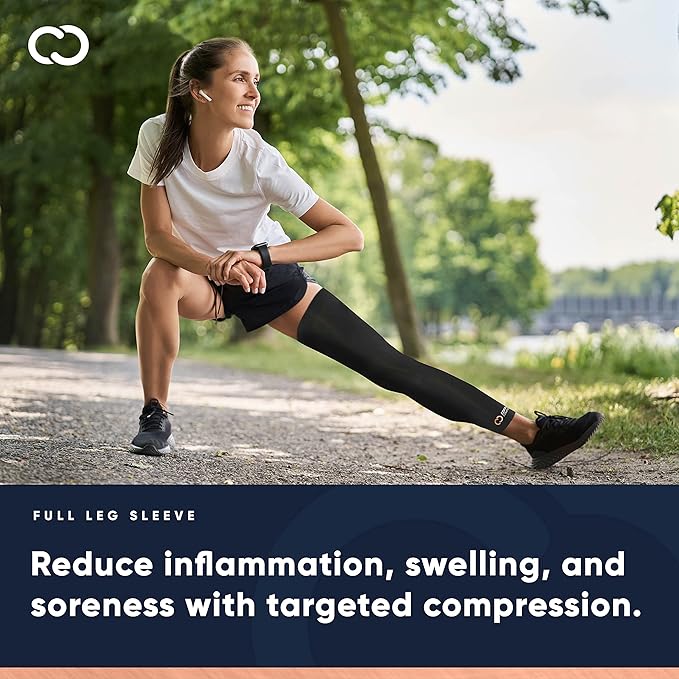 Copper Compression Leg Compression Sleeve - Copper Infused Knee Stabilizer Brace for Running, Meniscus Tear, ACL, MCL, Arthritis, Joint Pain Relief - Thigh & Calf Support for Men & Women