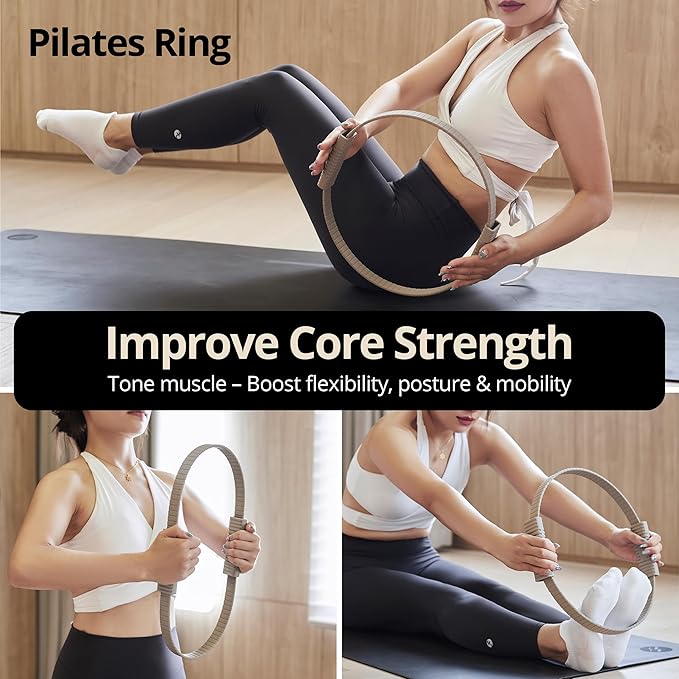 Build & Fitness Pilates Ring – 13.5 inch Magic Circle for Toning Thighs, Core, and Arms – Lightweight, Durable Silicone & Fiberglass Construction for Modern Home, Studio & Travel Workouts