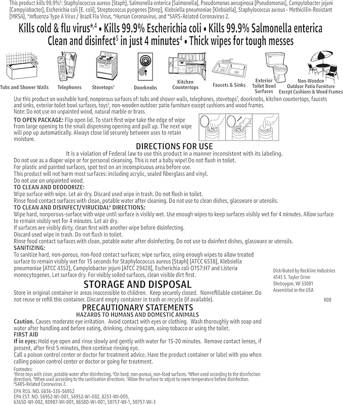 Amazon Basics Disinfecting Wipes, Lemon & Fresh Scent, Sanitizes/Cleans/Disinfects/Deodorizes, 340 Count (4 Packs of 85)