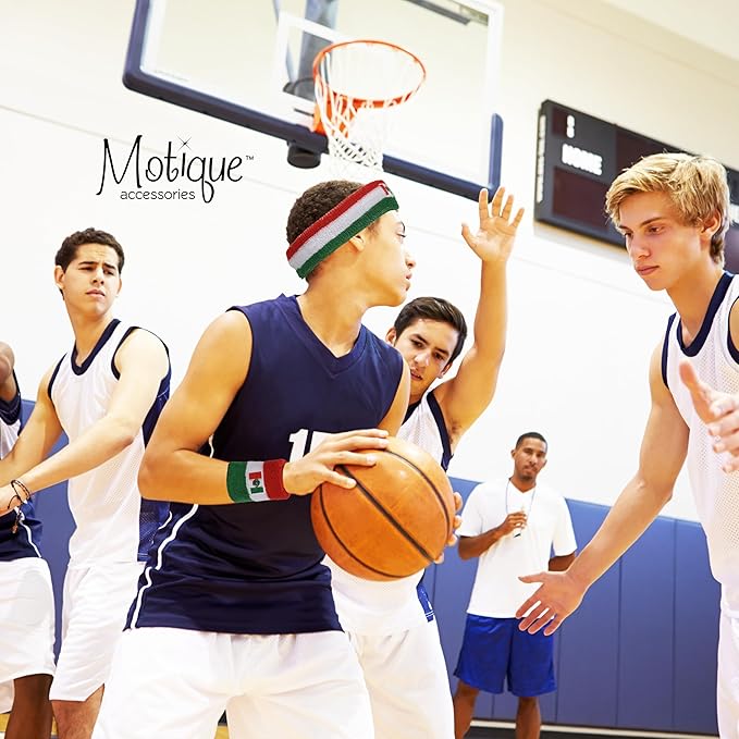 Striped Sweatband Set - Sport Sweat Band and Wristband