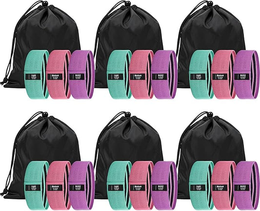 Shappy 18 Pcs Resistance Bands for Working Out Non-Slip Fabric Elastic Exercise Bands for Women Men 3 Set of Stretch Exercise Workout Supplies for Hip Legs Thigh Glutes for Yoga Starter Set Pilates