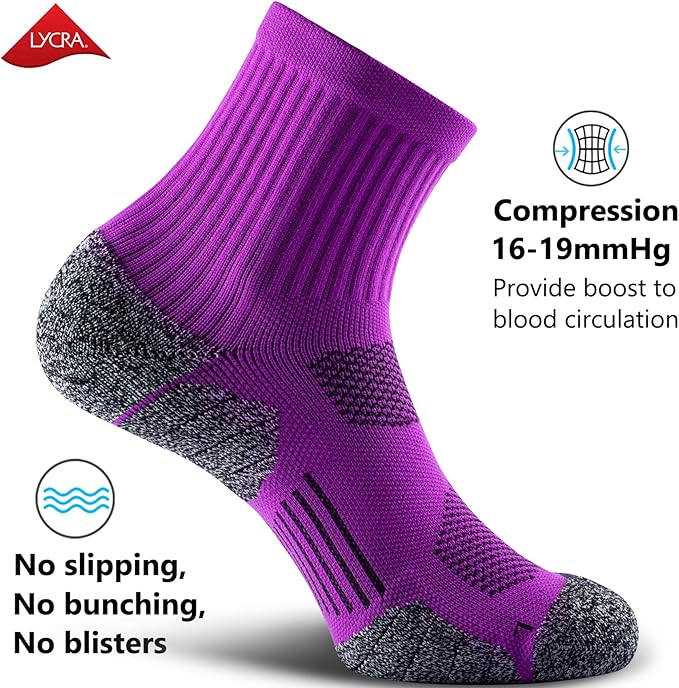 CWVLC Cushioned Compression Sport Quarter Socks for Men Women Youth