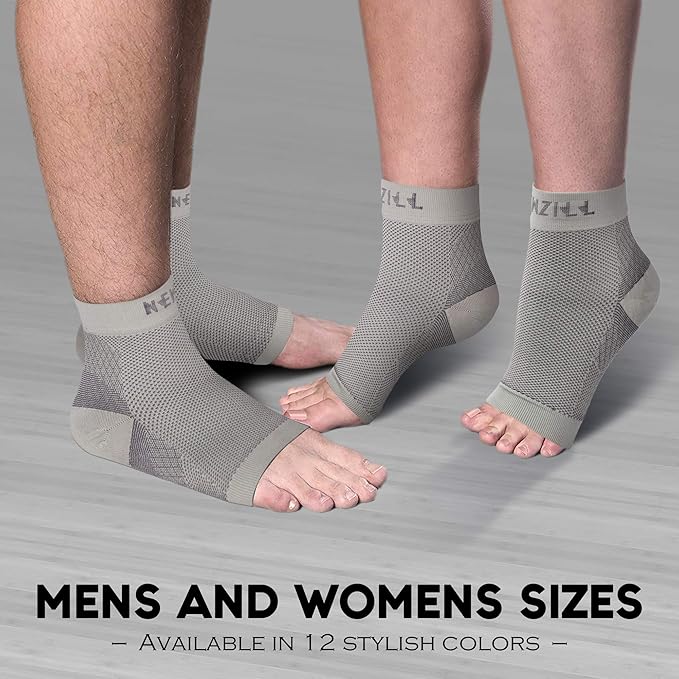 NEWZILL Plantar Fasciitis Socks with Arch Support, Best 24/7 Foot Care Compression Sleeve, Eases Swelling & Heel Spurs, Ankle Brace Support, Increases Circulation (S/M, Gray)