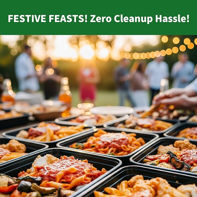 Meal Prep Containers, 50 Pack 28oz (100-Piece) Disposable Take Out Food Storage Containers with Leakproof Lids, Reusable Plastic To Go Lunch Boxes, BPA Free, Microwave/Dishwasher/Freezer Safe