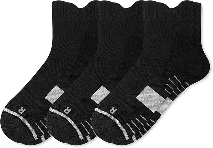 Gonii Women's Compression Ankle Socks with Cushion & Arch Support| Lightweight & Moisture-Wicking for Running 3 Pairs