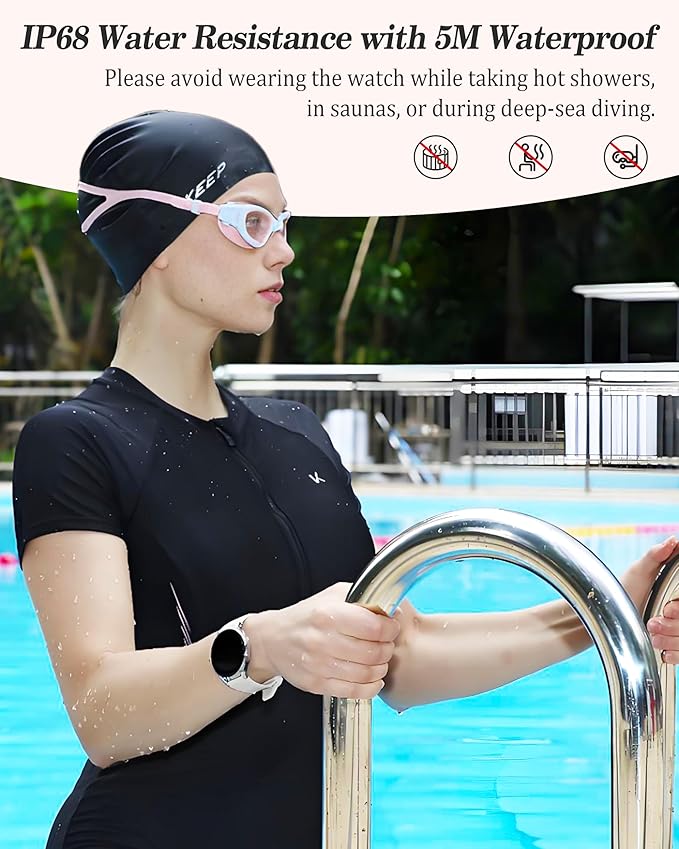 Smart Watch, 41mm Fitness Tracker, Answer/Make Calls, Digital Smartwatch with Heart Rate/Stress/Sleep Monitor, AI Voice, IP68 Waterproof Watch Calculator, Calendar, Games for Lady Women & Men