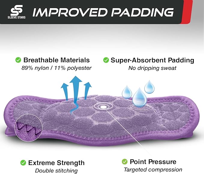 Sleeve Stars Tennis Elbow Brace for Women - Adjustable Tennis Elbow Strap, Golfers Elbow Brace for Men, Counterforce Brace for Tennis Elbow for Tendonitis Relief, Fits 9"-23" (Pair/Light Purple)