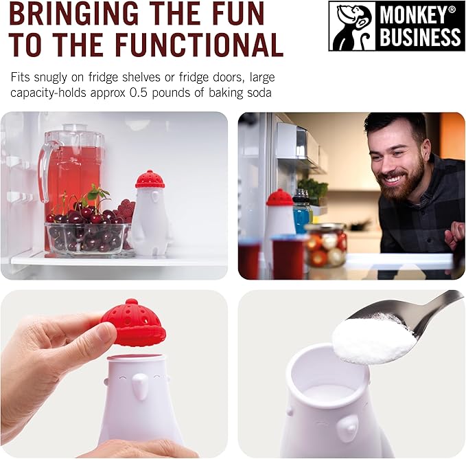 Monkey Business Fill Phil Refrigerator Deodorizer, Baking Soda Container, Baking Soda Fridge Deodorizer, Cute Gifts, Kitchen Gadgets