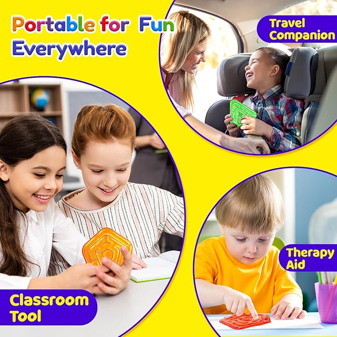 LESONG Sensory Fidget Toys for Kids: Gel-Filled Squishy Fidget Maze - Calming Sensory Toys for Autism ADHD Classroom Travel - Prizes for Boys Girls (4 Pack)