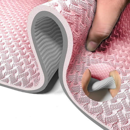 Yoga Mat 1/3 inch QMKGEC Exercise Mats 8mm TPE Non-Slip Extra Thick High-Density Eco Friendly for Yoga Workout Pilates Yoga Mats for Women Men