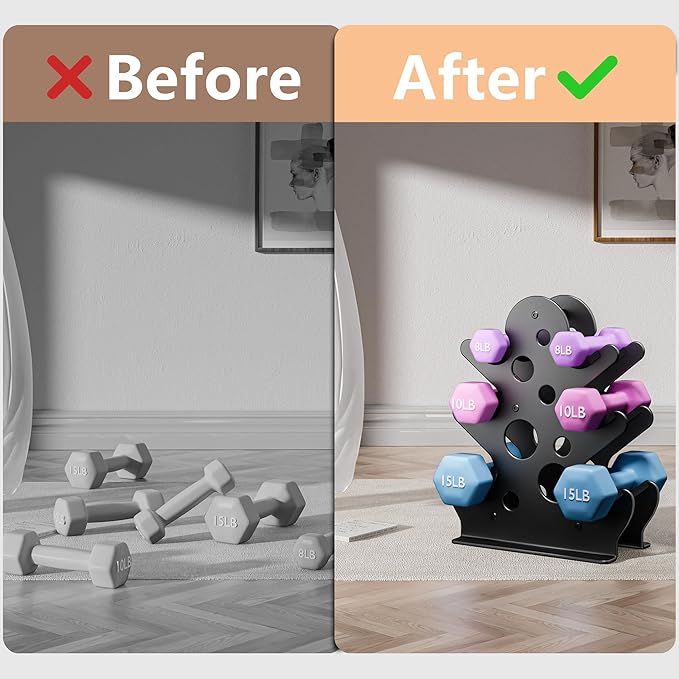 Dumbbell Rack Stand Only(Dumbbells Not Included) - Dumbbell Storage Rack with/without Wheels, Space Saver for Home Gym.