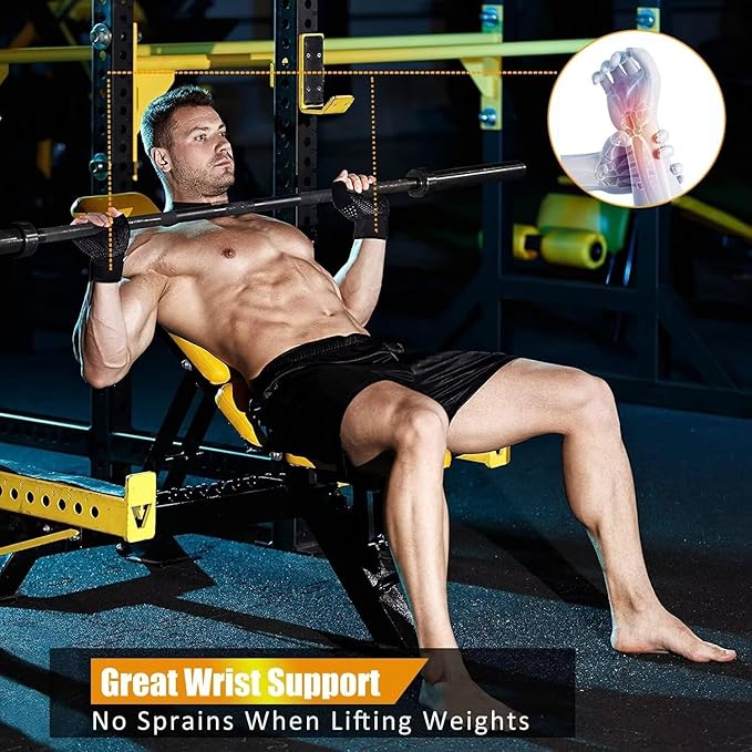 ihuan Breathable Weight Lifting Workout Gym Gloves: Fingerless Exercise Wrist Support | Enhance Palm Protection | Extra Grip for Fitness |Training | Rowing | Pull-ups