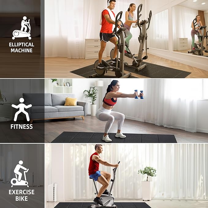 Treadmill Mat, 7'x3'/6'x3'/6'x2.5'/5.6'x2'/4'x2', 6mm Thick Exercise Equipment Gym Mat for Hardwood FloorCarpet, Compatible with Peloton Bike, Indoor Spin Bike, Elliptical