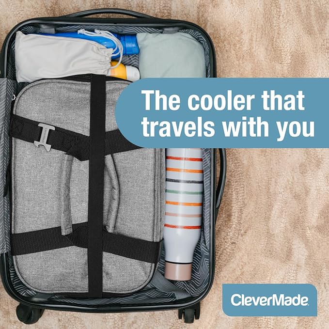 CleverMade Collapsible Insulated Cooler Bag – Leakproof Soft Folding Cooler for Beach, Travel, Car