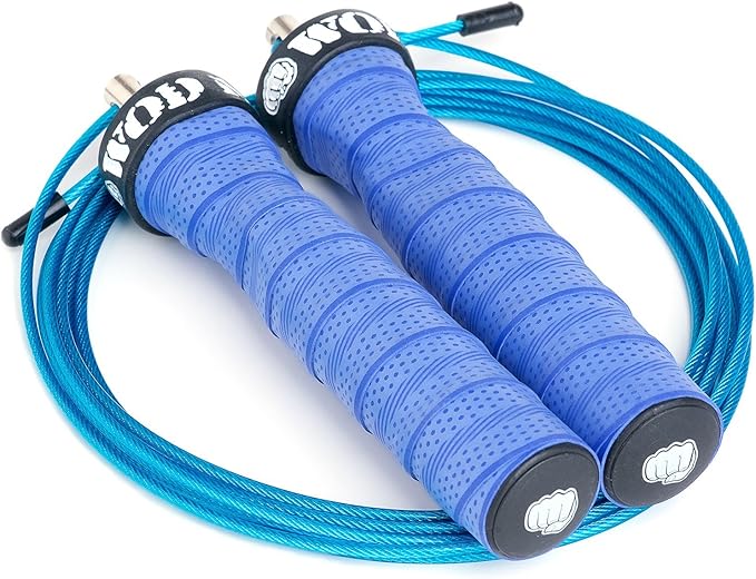 WOD Nation Attack Speed Jump Rope : Adjustable Jumping Ropes : Unique Two Cable Skipping Workout System : One Thick and One Light 11 Foot Cable : Perfect for Double Unders : Men and Women