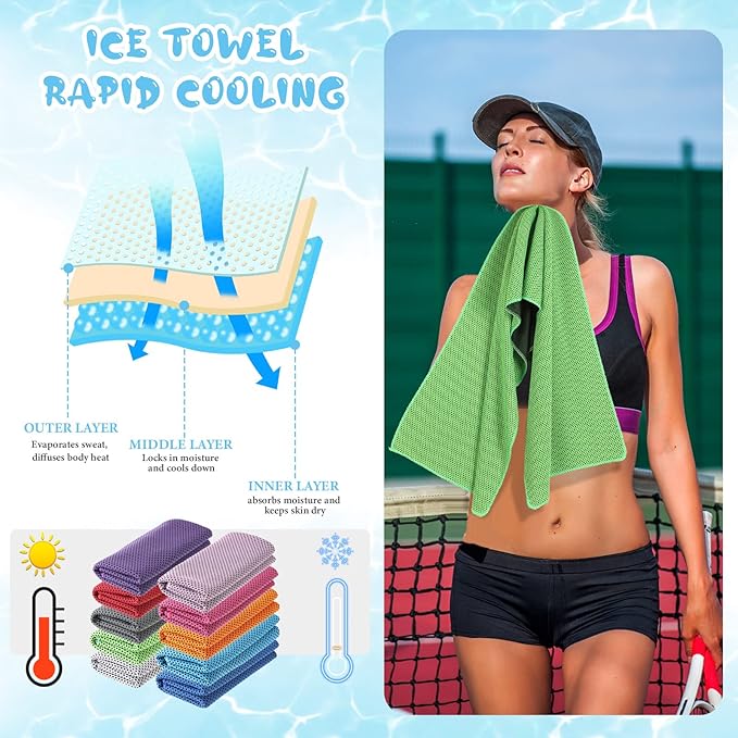 20 Pcs Cooling 47 x 12'' Soft Ice Towel Neck Face Microfiber Gym Cold Workout Towels for Sweat Breathable Chilly for Men Women Sport Yoga Golf Running Fitness Activities Hot Weather