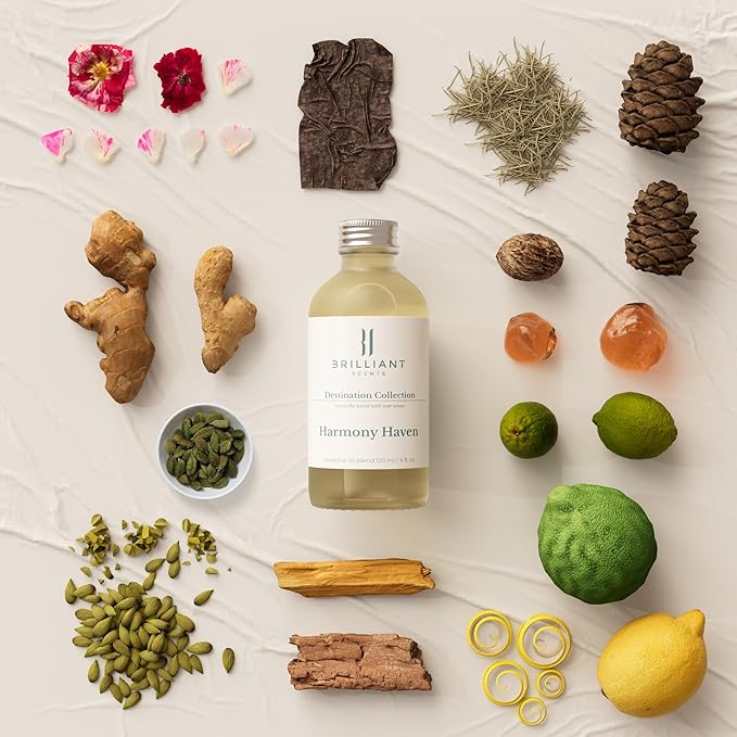 Harmony Haven Fragrance Oil 120ml - Premium Diffuser Oil for Home, Office, Hotels - Long Lasting, Plant-Based, Meets IFRA Standards, USA-Made - Citrus & Subtle Spice Scent