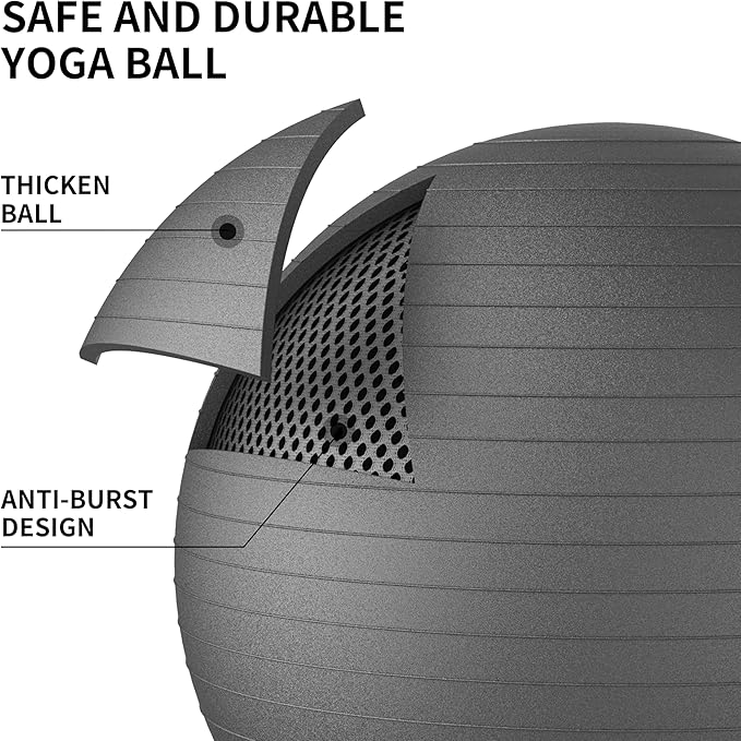 FITMIND_ Extra Thick Exercise Ball Yoga Ball 22in/26in/30in for Workout Pregnancy Stability,Anti-Burst and Slip Resistant Swiss Ball with Pump for Yoga, Pilates, Fitness,Birthing,Physical Therapy