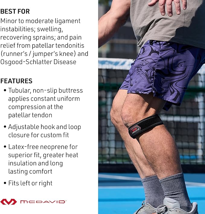 McDavid Knee Band for Knee Pain Relief, Support Brace Patella Tendon Knee Strap for Pickleball, Hiking, Soccer, Basketball, Running, Jumpers Knee, Tennis, Tendonitis, Volleyball & Squats