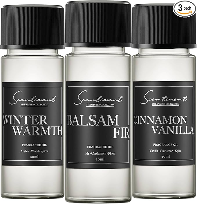 Diffuser Oil - Top 3 Winter Collection Scent Samples | Aromatherapy Home Fragrance | Luxurious Scent with Notes of Cinnamon Vanilla, Balsam Fir, Winter Warmth (20ml)