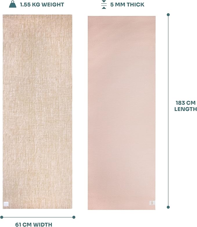 Myga Jute Yoga Mat, High Performance Vegan Floor Exercise Mat, Eco Friendly Biodegradable Yoga Mat with PVC Backing,72" x 24", 0.2" Thickness