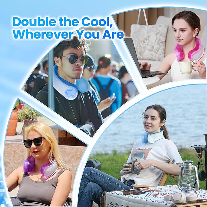 samply Ice-Filled Neck Cooler with Cooling Towel, Silent Non-Gel Ice Pack for Muscle Soreness,Cervical Pain Support, Cold Compress Therapy for Sports, Travel, Camping,Ideal for Hot Weather, Violet