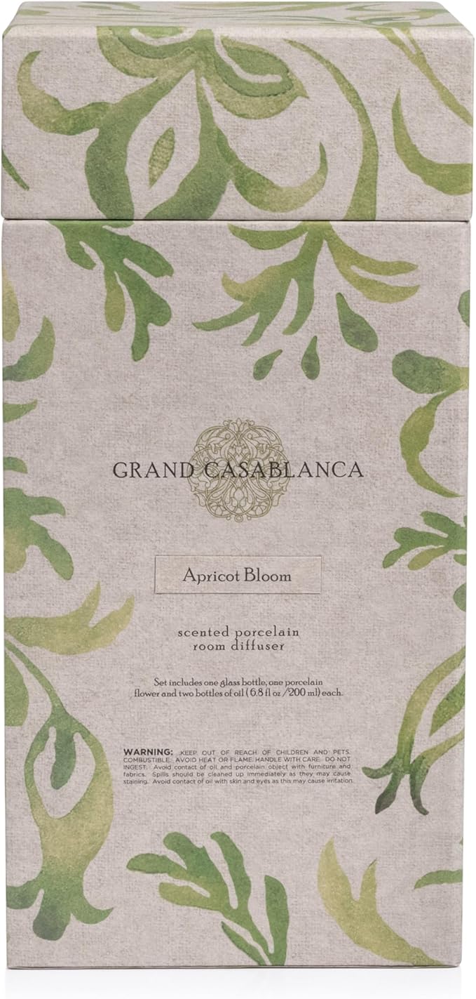 Zodax Grand Casablanca Porcelain Oil Diffuser - 6.76 oz -Apricot Bloom