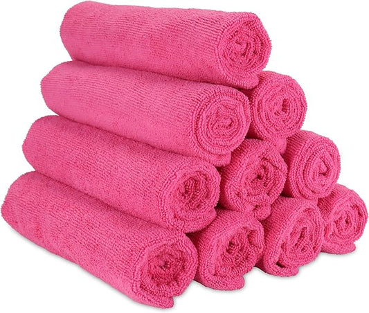 Arkwright Microfiber Gym Towel - Pack of 12 - Super Soft, Quick Dry Workout Sweat Towels, 300 GSM Lightweight & Absorbent for Sports, Working Out, Yoga, and Spa, 16 x 27 in, Hot Pink