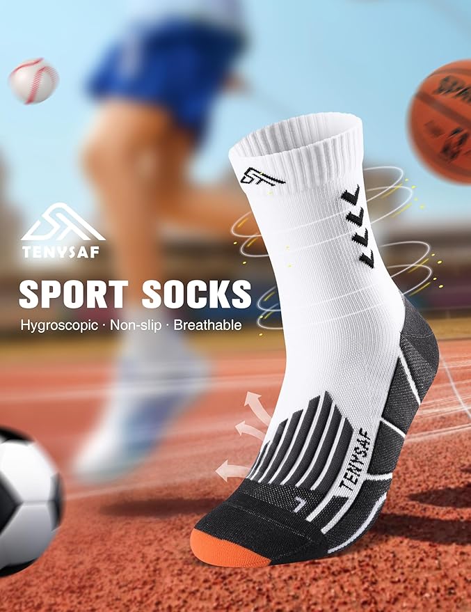 Compression Crew Running Socks: Athletic Socks for Men Women with Cushion,3 Pairs Work Hiking Basketball Sport Socks