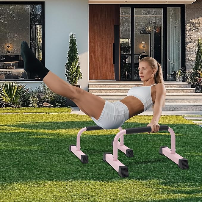Push Up Bars: Sweat-resistant Parallettes Bar for Handstands L-sit & Dip, No Wobbling Strength Training Pushup Stands for Women Men Workout Core Exercise at Home Floor Gym