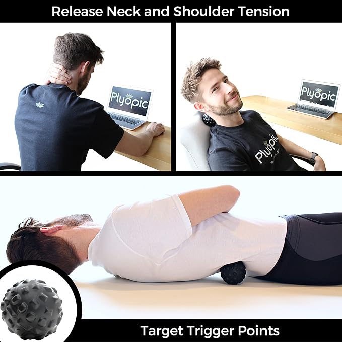 Plyopic. Massage Ball Set – for Deep Tissue Muscle Massage, Myofascial Release, Trigger Points, Mobility, Plantar Fasciitis - Eliminate Muscle Tension & Tightness in Your Back Neck Foot