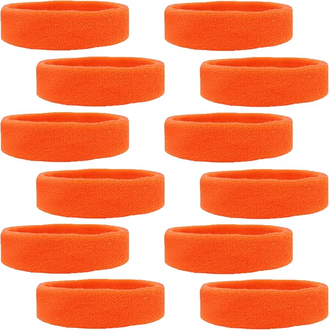 12 Sweatbands Cotton Sports Headbands Terry Cloth Moisture Wicking Athletic Basketball Headband by Kenz Laurenz