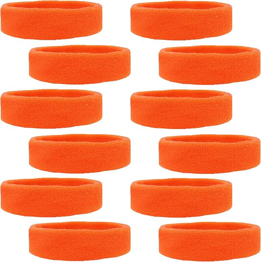 12 Sweatbands Cotton Sports Headbands Terry Cloth Moisture Wicking Athletic Basketball Headband by Kenz Laurenz