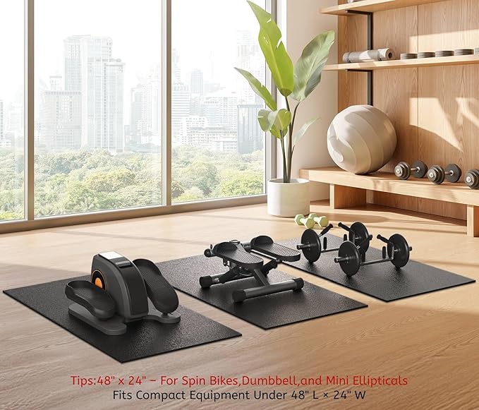 Treadmill Mat, 7'x3'/6'x3'/6'x2.5'/5.6'x2'/4'x2', 6mm Thick Exercise Equipment Gym Mat for Hardwood FloorCarpet, Compatible with Peloton Bike, Indoor Spin Bike, Elliptical