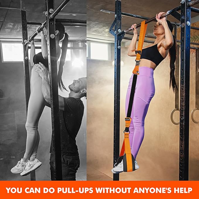 HPYGN Pull Up Assistance Bands, Heavy Duty Resistance Band for Pull Up Bar, Adjustable Weight/Size with Fabric Feet/Knee Rest, Bands for Pull Up Assist for Strength Training, Pull Up Assist Band