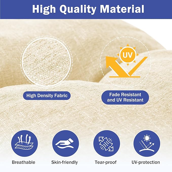 Bench Cushions for Outdoor Furniture, 36 x 14 Inch Outdoor Bench Cushion, Patio Bench Cushion with Durable Ties, Long Patio Seat Cushions for Garden, Indoor, Kitchen&Dining, Beige