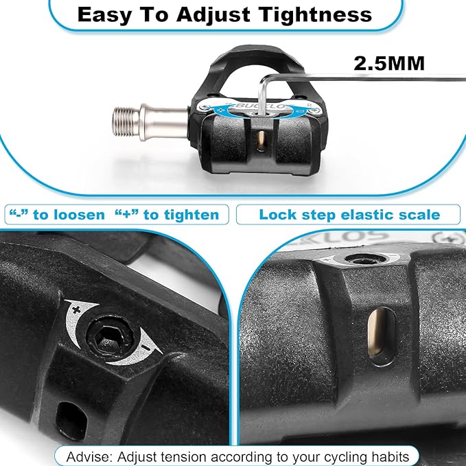 BUCKLOS Look Delta, SPD Spin Bike Bicycle Clip Pedals - Compatible with Peloton & Shimano SPD Fit Road Bike/Indoor Outdoor Cycling (9/16'' Clips Pedal Replacement)