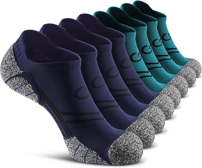 CWVLC No Show Sports Compression Socks for Men Women with Cushion (4/8 Pairs)