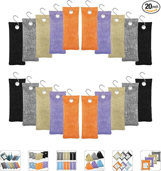 Bamboo Charcoal Bags Odor Absorber 20 Pack×50g Bamboo Charcoal Air Purifying Bags, for Car Air Fresheners, Odor Eliminator for Home，Shoe Deodorizer - Colorful-Activated Charcoal Odor Absorbers