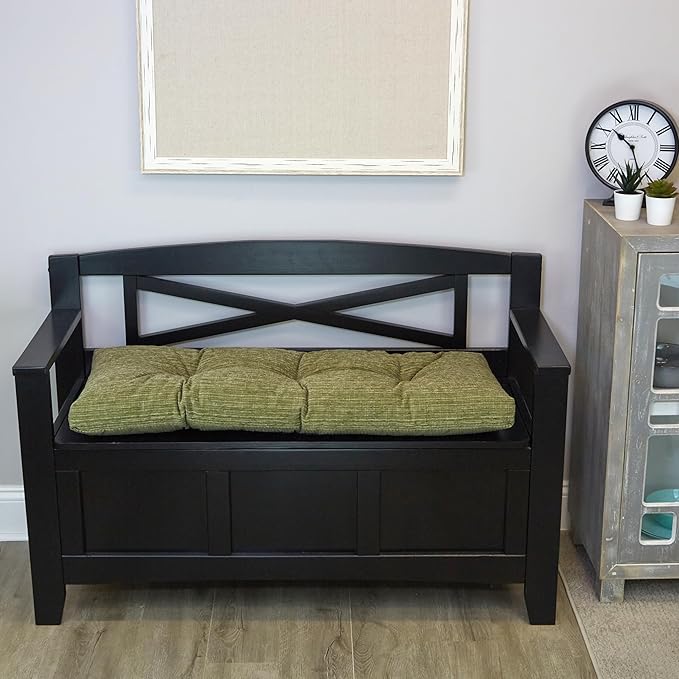 Klear Vu The Gripper Omega Non-Slip Tufted Bench Cushion for Indoor Furniture, Entryway Storage, Bay Window, 35 Inches, Chenille Green