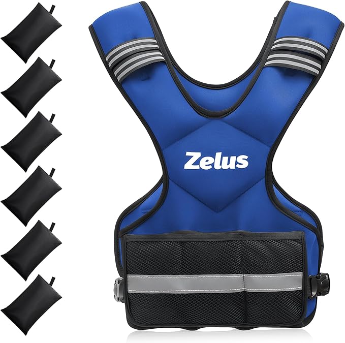 ZELUS Weighted Vest for Men and Women | 4-10lb/11-20lb/20-32lb Vest with 6 Ironsand Weights for Home Workouts | Adjustable Body Weight Vest Exercise Set for Cardio and Strength Training