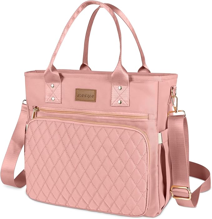 EASYA Large Women Lunch Bags for Work Insulated/Insulated Adult Lunch Box for Women/Nylon Thermal Lunch Bag for Women/Cooler Lunch Tote Bag (Pink color)