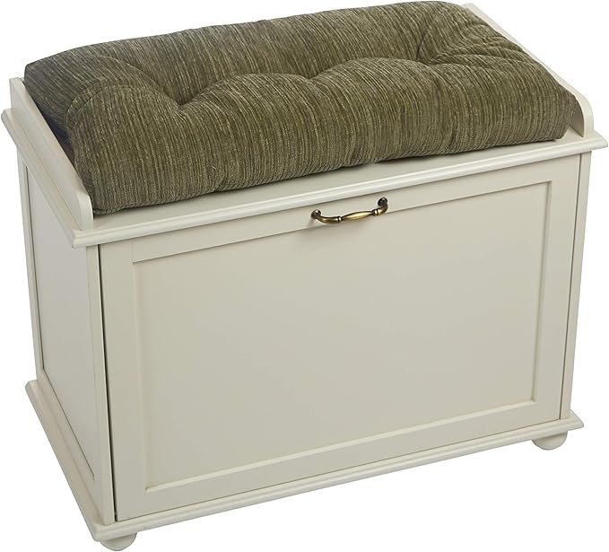 Klear Vu The Gripper Omega Non-Slip Tufted Bench Cushion for Indoor Furniture, Entryway Storage, Bay Window, Corner Nook or Piano Seat, 27 Inches, Chenille Green