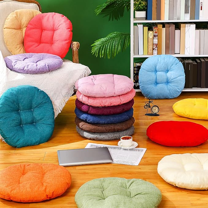 Fumete 16 Pcs 16 Inch Round Floor Cushions for Kids and Toddlers, Flexible Seating Classroom Furniture Floor Pillow for Home, Daycare, Preschool, Yoga and Meditation (Cute)