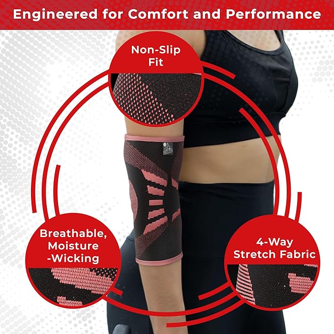 Nordic Lifting Elbow Compression Sleeves (1 Pair) for Men & Women - Support for Pain Relief, Tendonitis, Golfer’s & Tennis Elbow - Weightlifting Brace for Workout, Arm & Joint Recovery