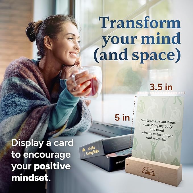 Better Days Coping Cards – 65 Skills & Exercises to Cope with Stress, Anxiety, & Anger – 3.5” x 5” Therapy Flashcards with Affirmations and Guidebook – Nurture Emotional Resilience & Mental Health